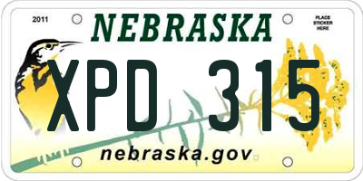 NE license plate XPD315