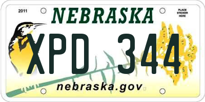 NE license plate XPD344