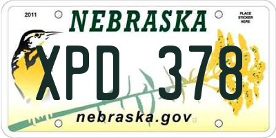 NE license plate XPD378