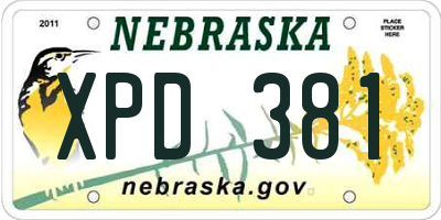 NE license plate XPD381
