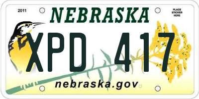 NE license plate XPD417
