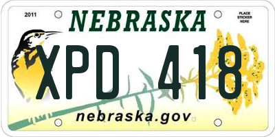 NE license plate XPD418