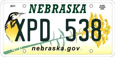 NE license plate XPD538