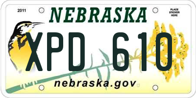 NE license plate XPD610