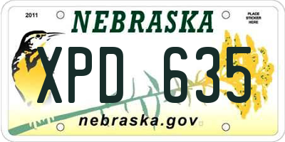 NE license plate XPD635
