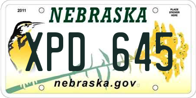 NE license plate XPD645