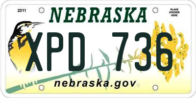 NE license plate XPD736
