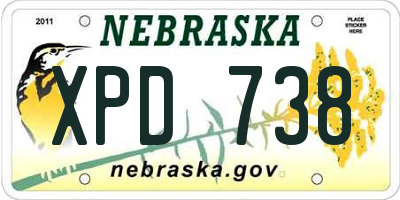 NE license plate XPD738