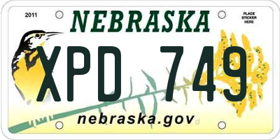 NE license plate XPD749