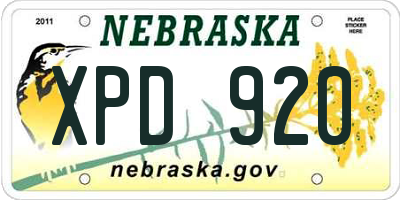 NE license plate XPD920