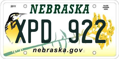NE license plate XPD922