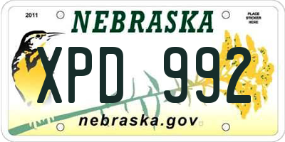 NE license plate XPD992