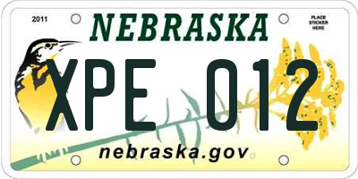 NE license plate XPE012