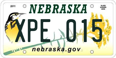 NE license plate XPE015