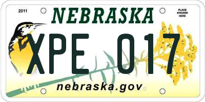 NE license plate XPE017