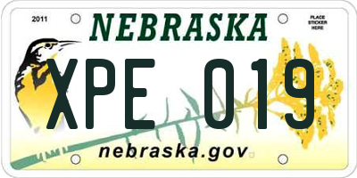 NE license plate XPE019