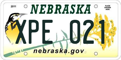 NE license plate XPE021