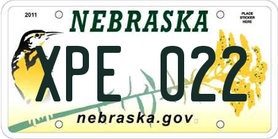 NE license plate XPE022