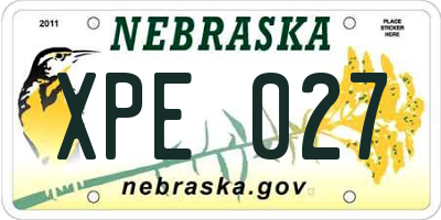 NE license plate XPE027