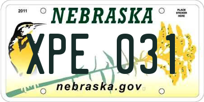 NE license plate XPE031