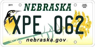 NE license plate XPE062
