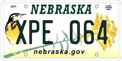 NE license plate XPE064