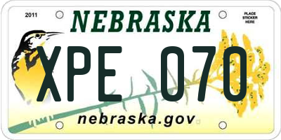 NE license plate XPE070