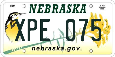 NE license plate XPE075