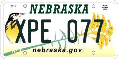 NE license plate XPE077