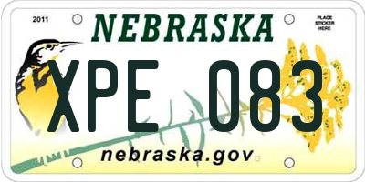 NE license plate XPE083