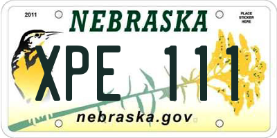 NE license plate XPE111