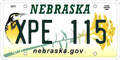 NE license plate XPE115