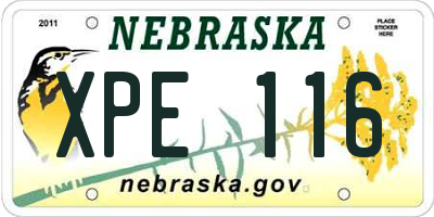 NE license plate XPE116
