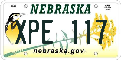 NE license plate XPE117