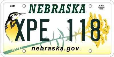 NE license plate XPE118