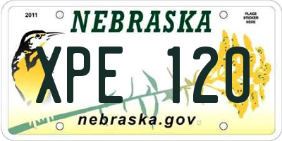NE license plate XPE120