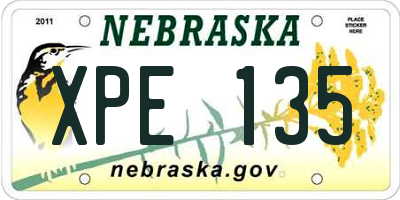 NE license plate XPE135
