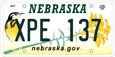 NE license plate XPE137