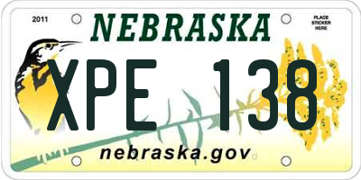 NE license plate XPE138