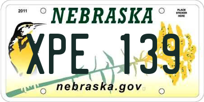NE license plate XPE139
