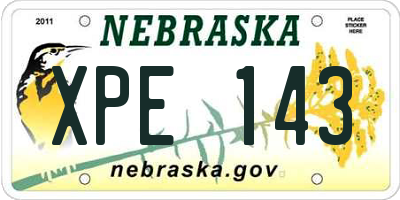 NE license plate XPE143