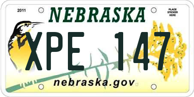 NE license plate XPE147