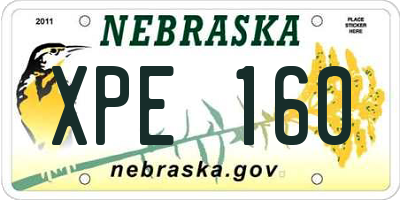 NE license plate XPE160