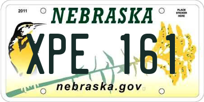 NE license plate XPE161