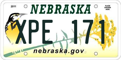 NE license plate XPE171