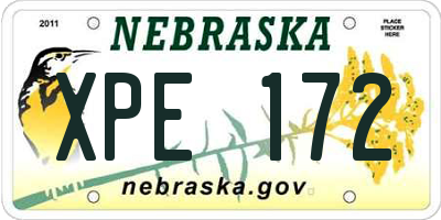 NE license plate XPE172