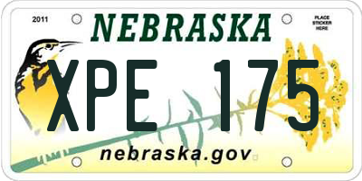 NE license plate XPE175