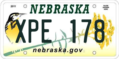 NE license plate XPE178