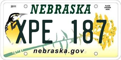 NE license plate XPE187