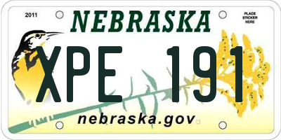 NE license plate XPE191
